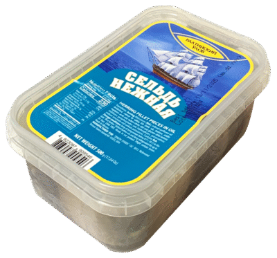 BALTIYSKIY ULOV Herring Fillet-Piece Nezhnaya 500g*12 (Square Tray)