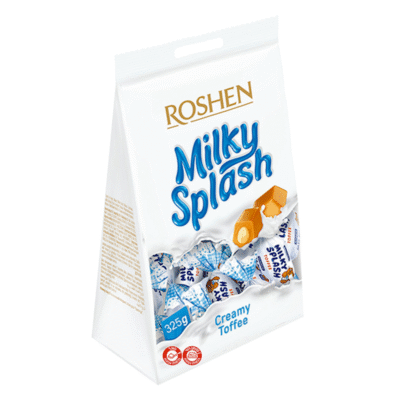 ROSHEN Toffee Candy Milky Splash w/Milky Filling #7353(Kosher&Halal) 325g*12