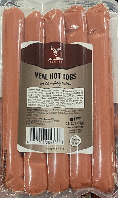 ALEF Veal Hot Dog Pre-Pack 14oz*10 (Pre-pack)