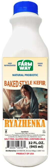 FARMWAY Kefir Ryazhenka Natural Probiotic Kosher  32oz*12