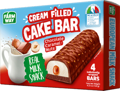 FARMWAY Cream Filled Cake Bar (Chocolate, Caramel, Hazelnuts) 4.23oz*14