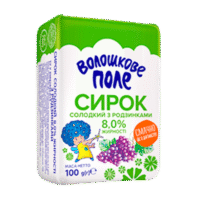 VOLOSHKOVE POLE Sweet Curd Mass With Raisins 100g*18