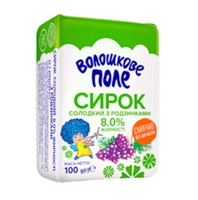VOLOSHKOVE POLE Sweet Curd Mass With Raisins 100g*18