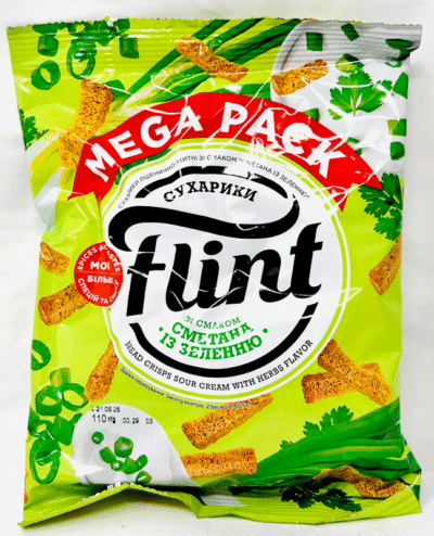 FLINT Wheat-Rye Rusks ""Sukhariki"" Sour Cream with Greens 110g*40