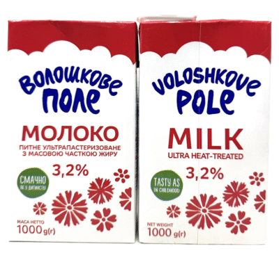 VOLOSHKOVE POLE Milk Ultra Pasteurized/UHT 3.2% 1L*12