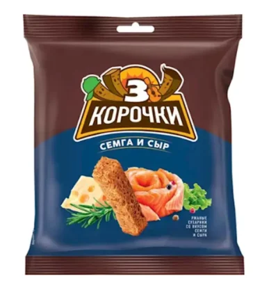 3 KOROCHKI Wheat Rye Rusks ""Sukhariki"" Cheese&Semga 100g*25(C181)