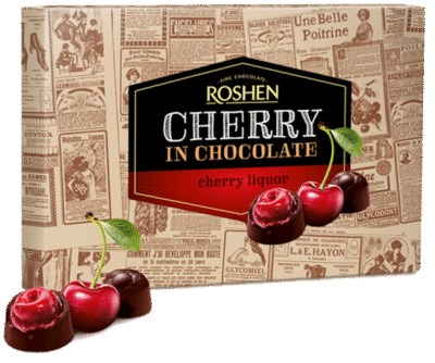ROSHEN Dark Chocolate W/Liquor Gift Box ""Cherry"" #5152(Kosher) 155g*10