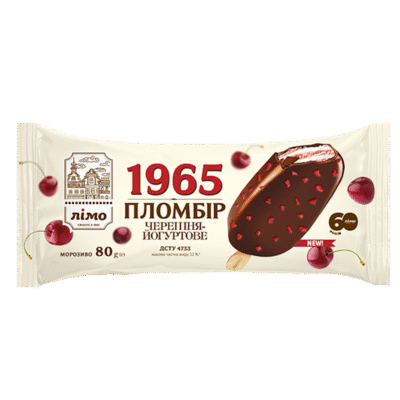 LIMO Ice Cream 'Plombir 1965' Cherry in Yogurt Chocolate Glaze with Cherry Crunch 80g*28