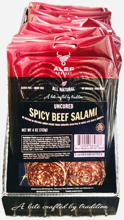 ALEF Spicy Beef Salami 4oz*15 pre-pk