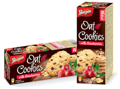 BERGEN Oat Cookies With Cranberries 135g*16 (OAT003)
