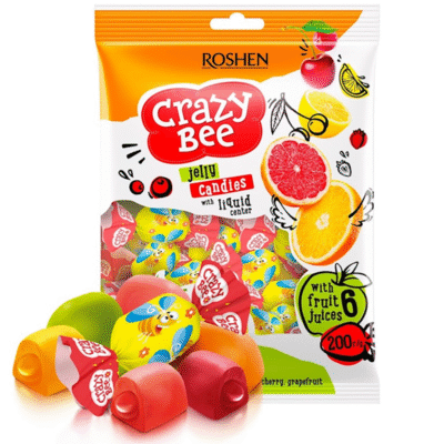 ROSHEN Jelly Candy Crazy-Bee w/Fruit Filling #3446 (Kosher&Halal) 200g*12