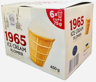 LIMO Family Pack 1965 Plombir in Wafer Cup Ice Cream (Halal) (6 Cups x 75g)*4 (A9)